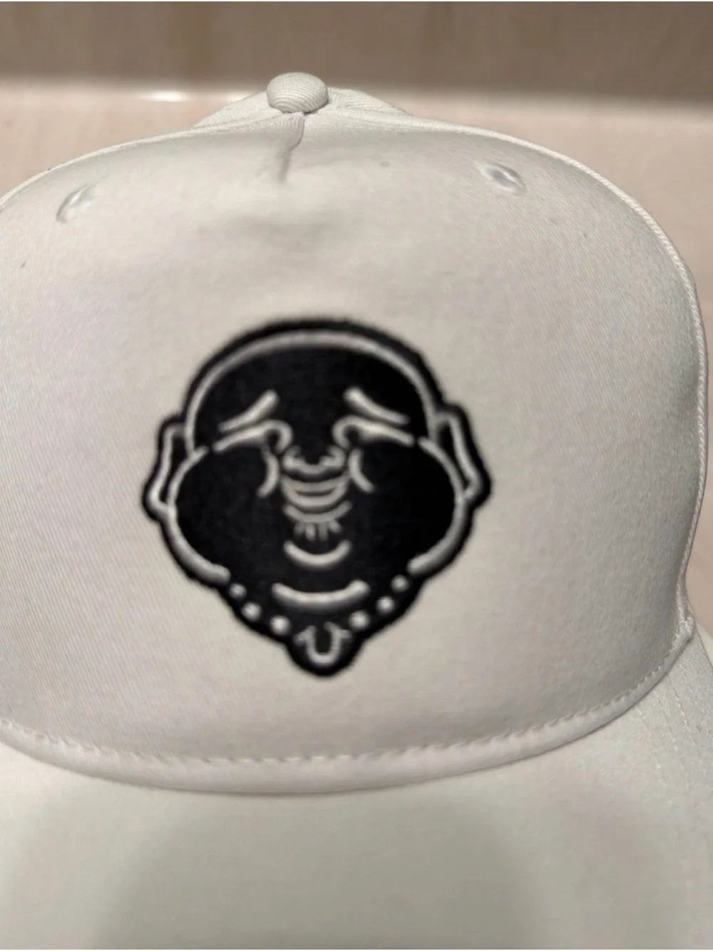 True Religion White Baseball Cap with Black Logo Patch